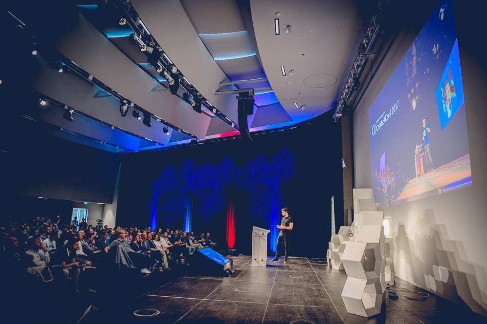Me on stage at ChatbotConf 2017